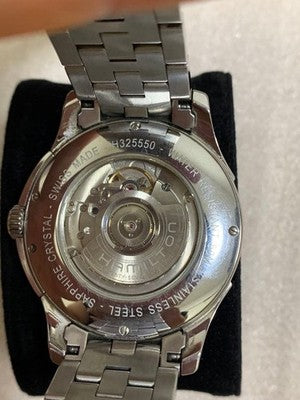 HAMILTON JAZZMASTER DATE AUTOMATIC H325550 STAINLESS STEEL LEATHER WATCH USED