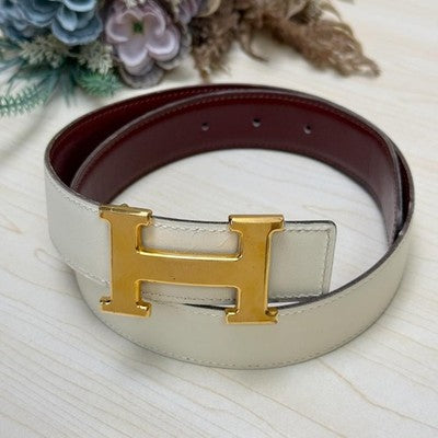 HERMES CONSTANCE REVERSIBLE H BELT SIZE 65 CREAM BROWN GOLD HW Z STAMP 1996