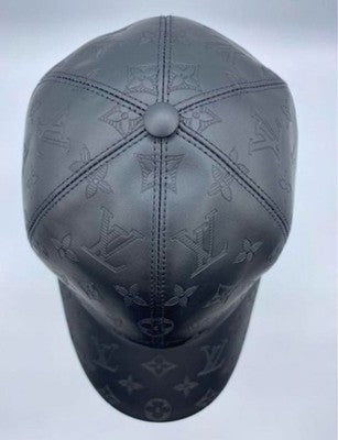 LOUIS VUITTON M76581 CASQUETTE MONOGRAM SHADOW LEATHER CAP SIZE 60 BLACK