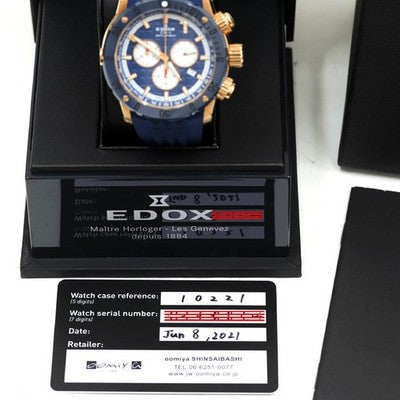EDOX 10221-37RBU9-BUIDR9 Chronoffshore-1 Chronograph Blue Dial Quartz w/ Box