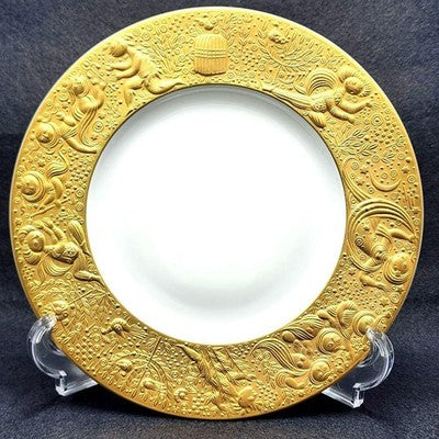 ROSENTHAL MAGIC FLUTE GOLD PLATE 22CM SET OF 6 PORCELAIN DINNER PLATES NEAR MINT