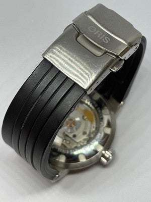 ORIS 7522-41 AUTOMATIC DAY DATE SILVER DIAL RUBBER STRAP MEN'S WATCH SWISS