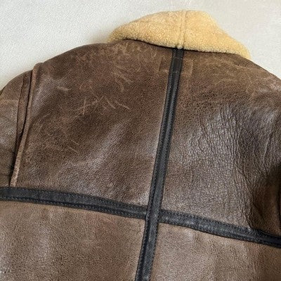 SCHOTT B-9 SHEARLING SHEEPSKIN COAT BOA JACKET MEN LEATHER SIZE 42 MADE IN USA