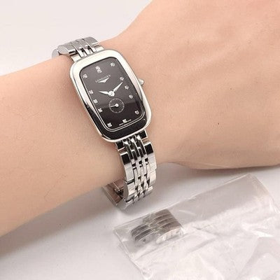 LONGINES EQUESTRIAN L6.141.4 13P DIAMOND BLACK DIAL SS QUARTZ SMALLSSECOND WATCH