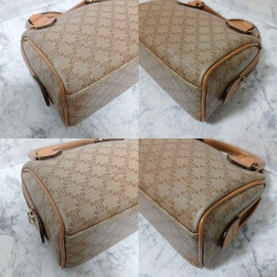 CELINE VINTAGE MACADAM MINI BOSTON BAG 2-WAY PVC LEATHER SHOULDER HANDBAG RARE