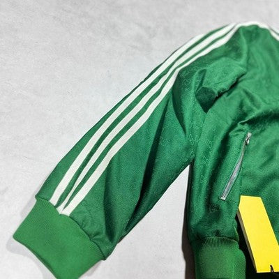 GUCCI X ADIDAS GREEN GG TREFOIL JACQUARD MONOGRAM TRACK JACKET SIZE 46 M MINT