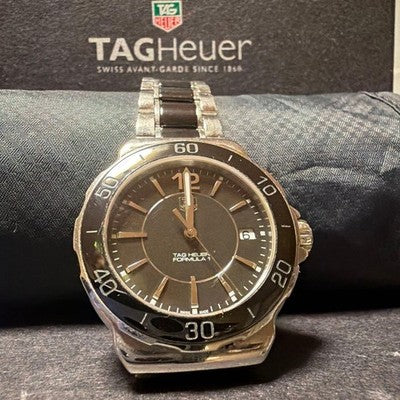 TAG HEUER WAH1210 FORMULA 1 BLACK DIAL WATCH UNTESTED FOR REPAIR WITH BOX AS IS