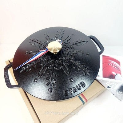 STAUB SNOWFLAKE WA-NABE XL 24CM BLACK LIMITED BRASS KNOB RARE POT