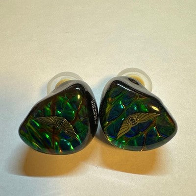 EMPIRE EARS VALKYRIE WIRED IEM EARPHONES GREEN BLACK TRIANGLE DESIGN WITH BOX