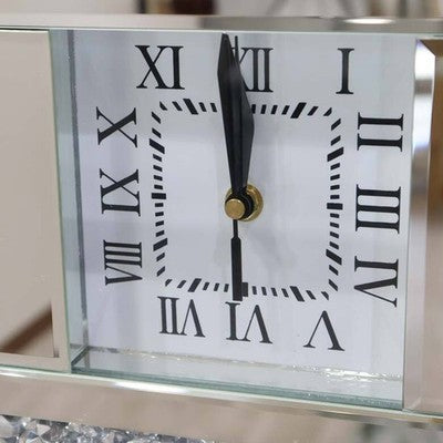 Silver Mirror Table Clock Glam Style 30cm Luxury Korean Interior