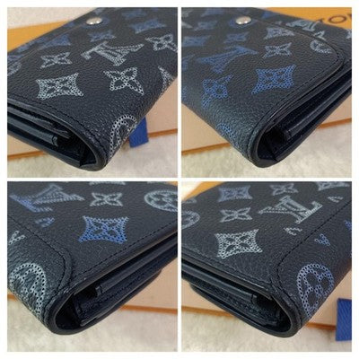 LOUIS VUITTON MAHINA IRIS LONG WALLET NAVY MONOGRAM LEATHER FLIGHT MODE IC CHIP