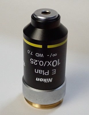 Nikon CFI E Plan 10x 0.25 Infinity Objective Lens ∞/- Removed From E200 Used