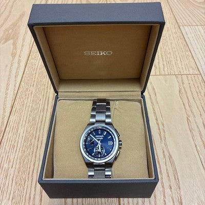 SEIKO ASTRON SBXY065 TITANIUM SOLAR RADIO CONTROLLED BLUE WATCH JAPAN