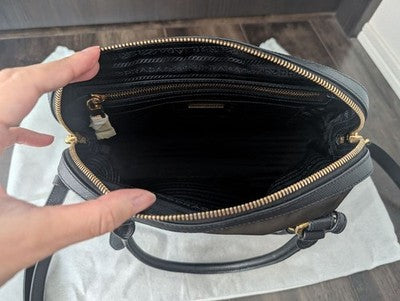 PRADA 1BB013 SAFFIANO NYLON 2WAY BAG KHAKI CROSSBODY GOLD AUTH WITH STORAGE BAG