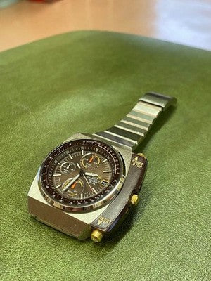 SEIKO ALBA V657-6090 CHRONOGRAPH QUARTZ WATCH BROWN DIAL GIUGIARO JAPAN VINTAGE