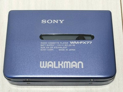 Sony WM-FX77 Cassette Player Blue Excellent /w Remote Charger Battery From Japan