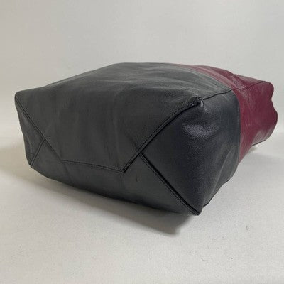 CELINE HORIZONTAL CABAS TOTE BAG LEATHER BORDEAUX BLACK BICOLOR