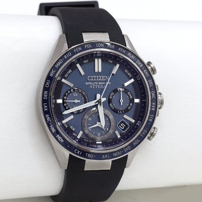 CITIZEN CC4050-18L Attesa Act Line Blue Dial Titanium Quartz Excellent /w Box