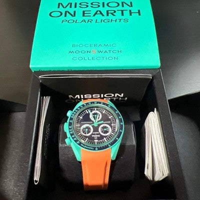 OMEGA X SWATCH SPEEDMASTER MISSION ON EARTH POLAR LIGHTS MOONSWATCH WATCH
