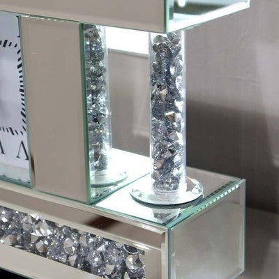 Silver Mirror Table Clock Glam Style 30cm Luxury Korean Interior