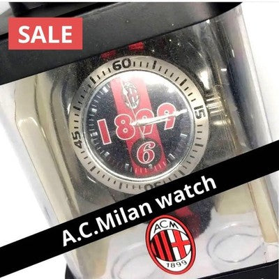 AC MILAN WATCH BLACK & RED EXCELLENT CONDITION WORKING WELL FROM JAPAN SOCCER