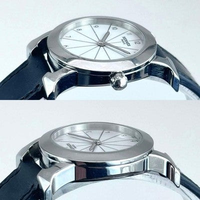 HERMES RONDE H WATCH HR1210 WOMENS SILVER QUARTZ LUXURY RARE FRANCE