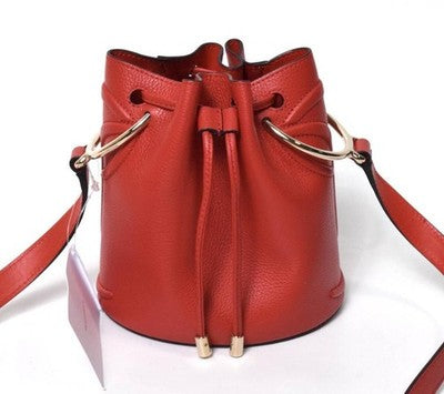CHRISTIAN LOUBOUTIN BY MY SIDE LEATHER BUCKET BAG RED WITH STORAGE BAG