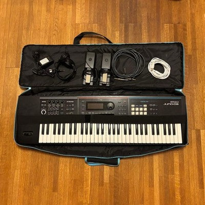 ROLAND JUNO-DS61 61 KEY SYNTHESIZER  PEDALS AC ADAPTER CABLES HEADPHONES FULLY