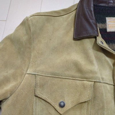 AERO LEATHER 3RD TYPE SUEDE LEATHER JACKET TROY MILLS WOOL BLANKET SIZE M