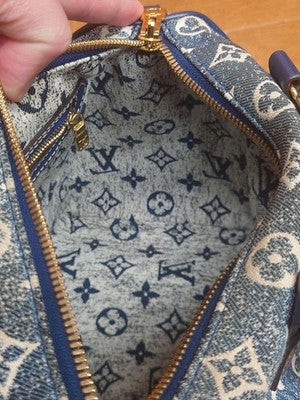 LOUIS VUITTON M59609 SPEEDY BANDOULIERE 25 MONOGRAM DENIM SHOULDER BAG BLUE