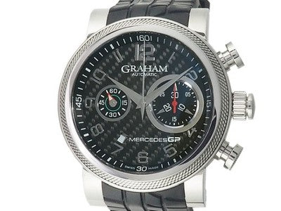 GRAHAM SILVERSTONE MERCEDES GP TRACKMASTER 2MEAS.B01A BLACK CARBON WATCH USED
