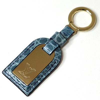 LOUIS VUITTON PORTE CLES LIZARD KEY RING BAG CHARM NAVY METAL PRE OWNED