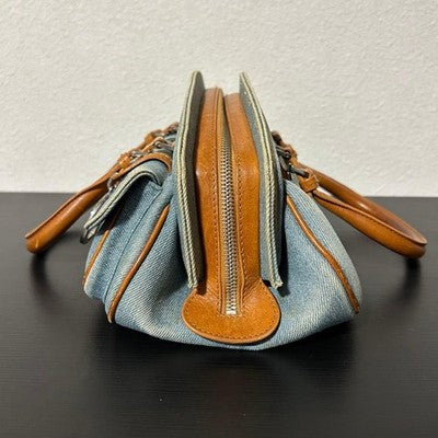 CHRISTIAN DIOR BY GALLIANO DENIM HAND BAG BLUE CD LOGO AUTHENTIC JAPAN