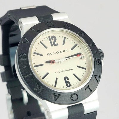 BVLGARI ALUMINIUM AL38A AUTOMATIC SILVER DIAL RUBBER MENS LUXURY WATCH