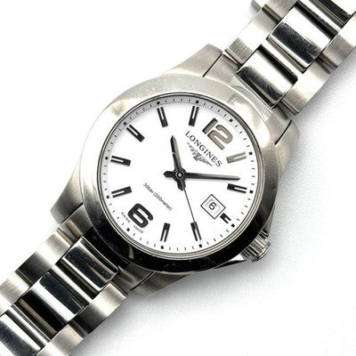 LONGINES CONQUEST L3.376.4 QUARTZ DATE STAINLESS STEEL LADIES WATCH SILVER