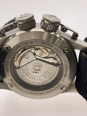HAMILTON KHAKI NAVY FROGMAN H777160 AUTOMATIC CHRONOGRAPH MOONPHASE TITANIUM