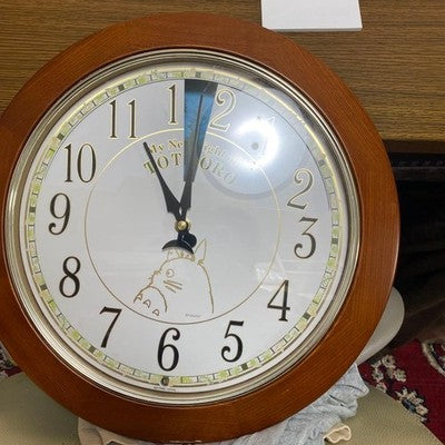 MY NEIGHBOR TOTORO MUSICAL MOTION WALL CLOCK - WORKING, WOOD TONE FRAME, STUDIO