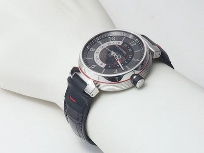LOUIS VUITTON TAMBOR GRAPHITE GMT Q1D30 SS GRAY MEN'S AUTOMATIC WRISTWATCH USED