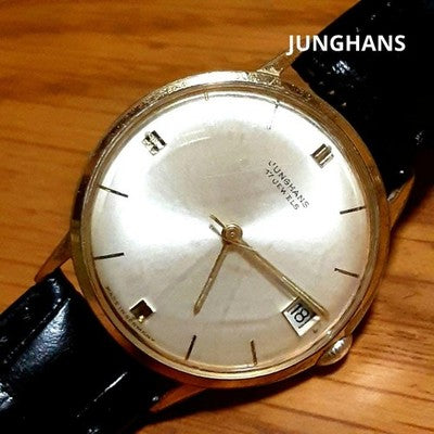 JUNGHANS VINTAGE DATE 17 JEWELS GOLD HAND-WOUND MEN'S WATCH GERMAN MADE