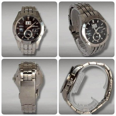 SEIKO BRIGHTZ 7D48 KINETIC PERPETUAL MEN'S WATCH TITANIUM BLACK DIAL - BIG DATE