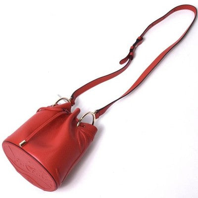 CHRISTIAN LOUBOUTIN BY MY SIDE LEATHER BUCKET BAG RED WITH STORAGE BAG