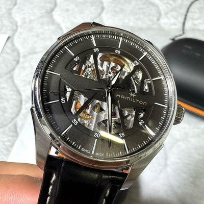 HAMILTON JAZZMASTER SKELETON 42535780 AUTOMATIC 40MM OPEN HEART STEEL MENS SWISS