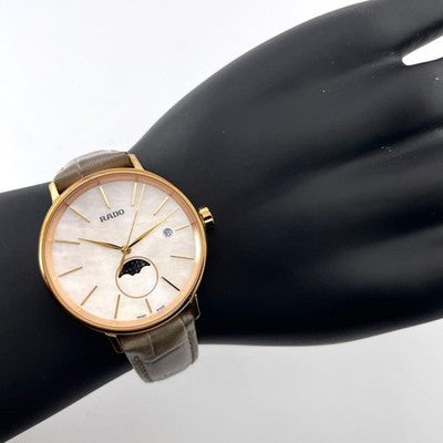 RADO COUPOLE CLASSIC 15463020 QUARTZ MOONPHASE PEARL DIAL STAINLESS 34MM WATCH