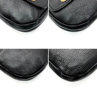 MIU MIU BLACK LEATHER SHOULDER BAG TURN LOCK GOLD HARDWARE NERO WITH CARD