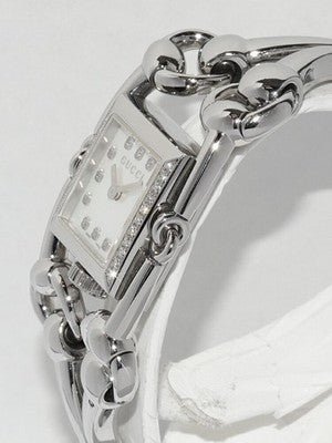 GUCCI SIGNORIA 116.5 12P DIAMOND SILVER QZ LADIES WATCH 2.9CM WRIST 16CM