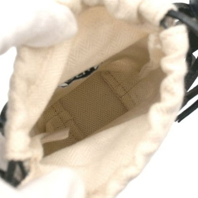 LOEWE ANAGRAM CUTOUT SHOULDER BAG C922Y62X07 BLACK NATURAL CANVAS LEATHER