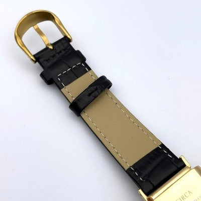CIRCA 23KGP QUARTZ MEN'S WRISTWATCH SMALL SECONDS, UNISEX DIAL: GOLD SQUARE FACE