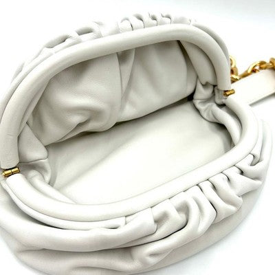 BOTTEGA VENETA THE POUCH CHAIN SHOULDER BODY BAG WHITE LAMBSKIN ITALY