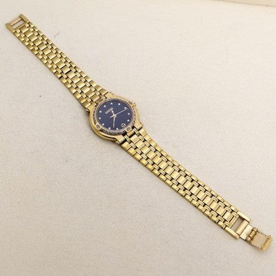 GUCCI 9200L DIAMOND BEZEL 11P DIAMONDS QUARTZ GOLD BLACK WATCH 3242