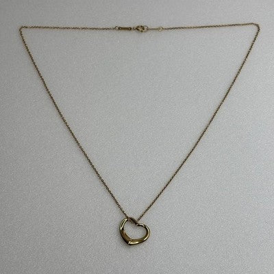 TIFFANY & CO. 18K 750 OPEN HEART NECKLACE PENDANT 15MM YELLOW GOLD RARE